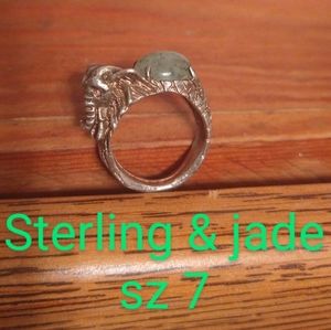 Sterling silver & Jade Elephant Ring